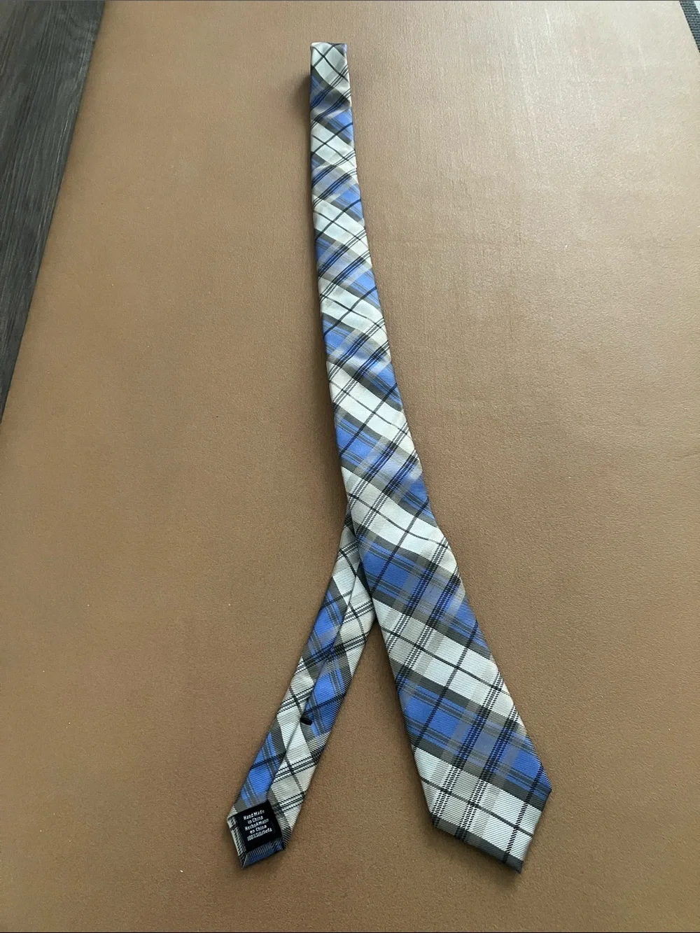 Ben Sherman Blue and Gray Plaid Silk Tie